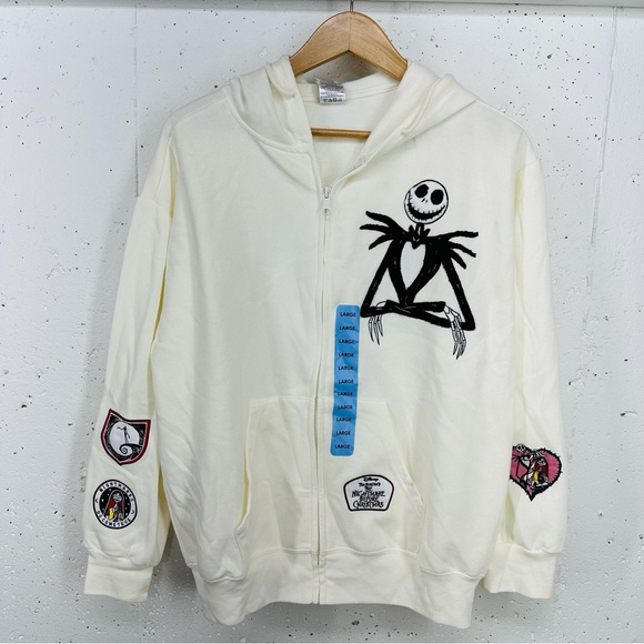 Disney Cream Jacket with Skeleton and Patch Designs - Picture 1 of 16